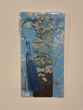Van Gogh Art Almond Blossom Blue Floral Tassel Metal Bookmark